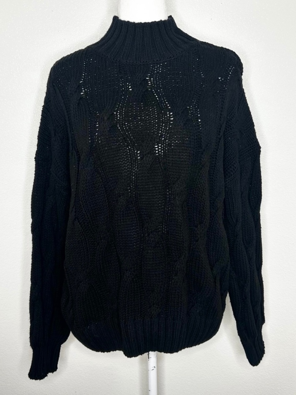 New Princess Polly Womens Black Oversized Chunky Cable Knit Sweater Size XS/S